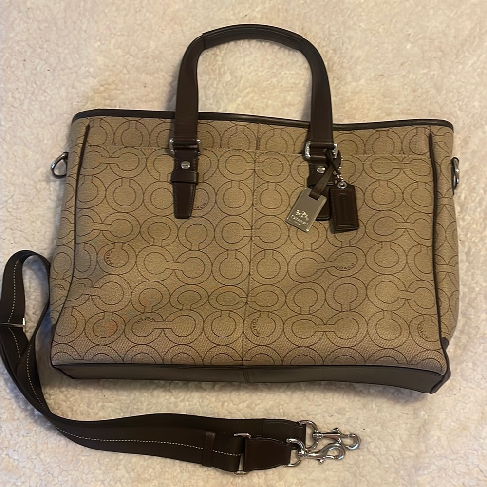 Coach Tan and Brown Signature Tote